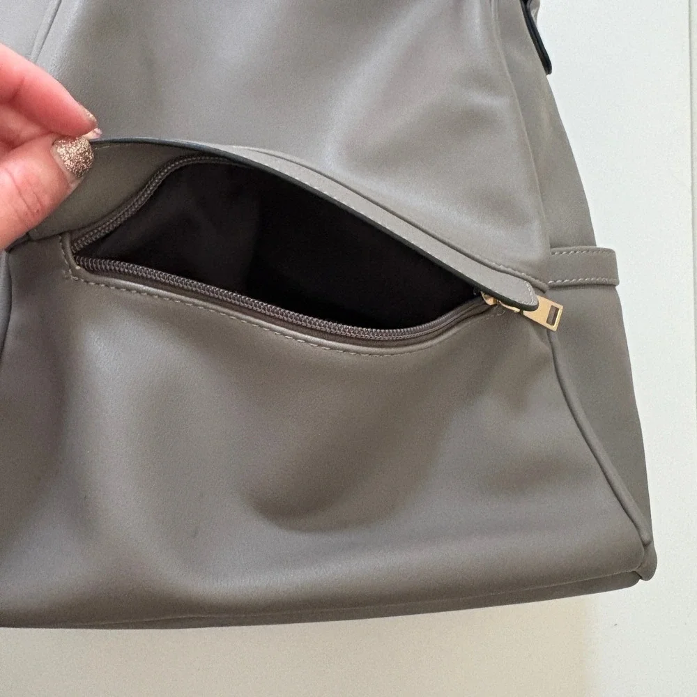 Cluci Gray Backpack Purse Convertible Shoulder‎ Bag Handbag Faux Leather